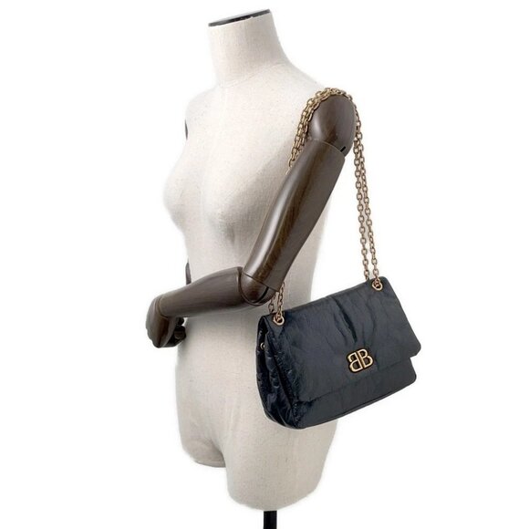 BALENCIAGA Monaco ChainShoulder Leather Black - Picture 4 of 15